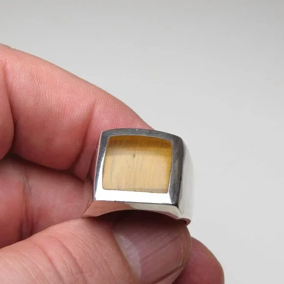 *925 Sterling Silver Tiger eye TibetMen's Ring